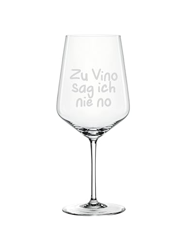 Spiegelau & Nachtmann Style Weinglas 630ml mit Gravur Zu Vino sag ich nie no - Witziges Geschenk für Weinliebhaber - Glas mit Spruch - Geburtstagsgeschenk für Sie & Ihn (Zu Vino) von EKM Living