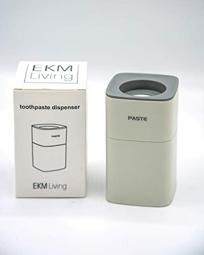 EKM Living automatischer Zahnpastaspender weiß/grau, inklusive Klebestreifen, leichte Montage ohne Schrauben oder Bohren von EKM Living