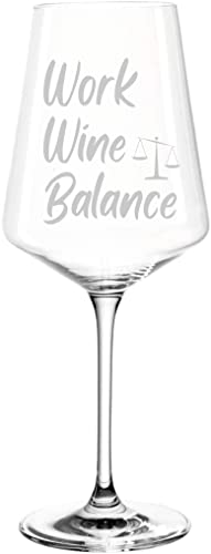 Leonardo Puccini Weinglas 560ml mit Gravur Work Wine Balance - Witziges Geschenk für Weinliebhaber - Glas mit Spruch - Geburtstagsgeschenk für Sie & Ihn (Balance) von EKM Living
