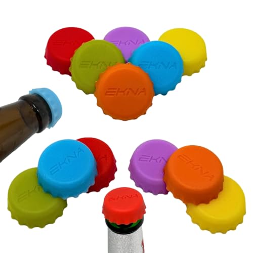 EKNA Bierdeckel Silikon - 12er Set Wiederverwendbare Silikon Kronkorken - Wespenschutz Bierflasche - Gummi Kronkorken als KO-Tropfen-Schutz im Club & unterwegs (12er-Set) EKNA Bierdeckel Silikon - 12er Set Wiederverwendbare Silikon Kronkorken - Wespenschutz Bierflasche - Gummi Kronkorken als KO-Tropfen-Schutz im Club & unterwegs (12er-Set) von EKNA