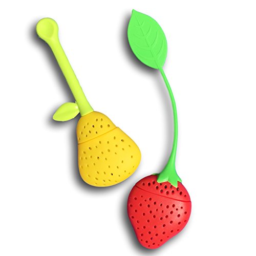 EKNA® Teekugeln | Teeei | Teesieb | Teefilter | Obst - Zitrone & Erdbeere - für Teeliebhaber - 2er-Set, aus Silikon, BPA-Frei von EKNA