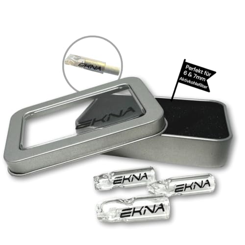 EKNA 3er-Set Glas Tips Joint - Glas Tips Aktivkohlefilter für 6mm & 7mm - Glas Tips zum eindrehen - Wiederverwendbare Filter - Smoking Tip (Speziell für Aktivkohlefilter) von EKNA