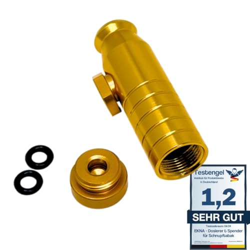 EKNA Dosierer Pulver - Snuff Bullet - Schnupftabak Katapult - Snuff Tube - Versch. Varianten - Snus Tabak Dose (V2 - gold) von EKNA