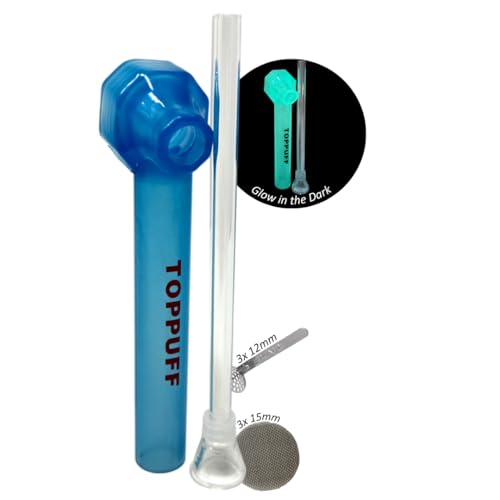 EKNA Flaschen bong Set + Mini Bong - Mit Bong unterwegs & überall Pfeife rauchen - Flaschenaufsatz Bong mit Borosilikatglas-Chillum - inkl. 3X 15mm & 3X 12mm Siebe (Glow in the Dark Funktion) von EKNA
