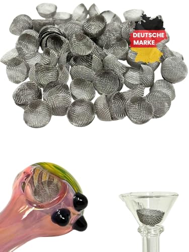 EKNA Kugelsiebe randlos Ø13mm - 100x Einlegesiebe fein - Pfeifenfilter & Bong Siebe - Edelstahl Sieb für Bong, Pfeife & Vaporizer - Wiederverwendbar & rostfrei (100x) von EKNA