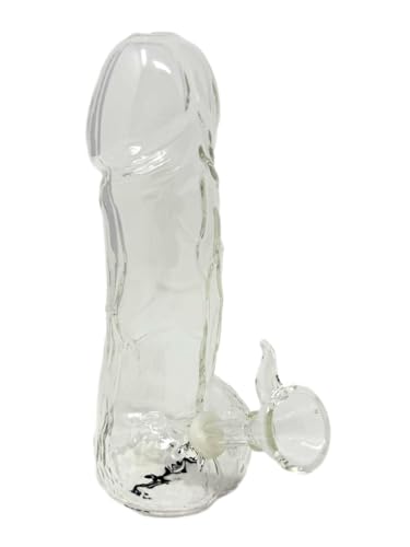 EKNA Penis Bongpfeife Glas 15cm - Glasbong Dödel Pfeife - Penis Bong + Glas Chillum mit Kopf - bruchfest & hitzebeständig aus Borosilikatglas - Witzige Geschenkidee (1x Klarglas) von EKNA