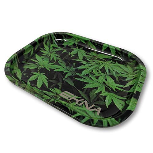 EKNA Rolling Tray - 18x14x1,6cm - Bröselschale - Mischeschale Weed - Drehtablett klein - Bauunterlage Set versch. Designs (Hamp Leaves) von EKNA