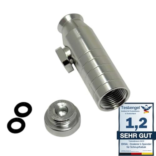 EKNA Schnupf Dosierer - Snuff Bottle - Pulver Spender - Versch. Varianten - Grinder Dispenser - Snus Zubehör (V2 - silber) von EKNA