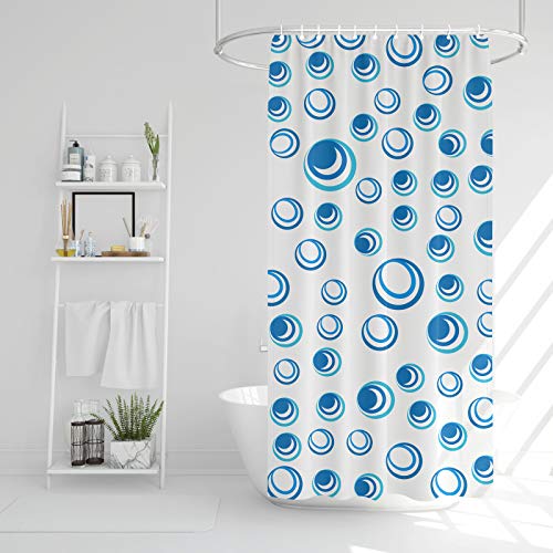 EKNA Shower Curtains - 183cm x 183cm Vorhang mit blau weißen Muster - Motiv-Duschvorhang inkl. Duschvorhang-Clips von EKNA