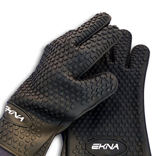 EKNA Silikon-Handschuhe | Ofenhandschuhe | Topfhandschuhe | Grillhandschuhe | Backhandschuhe | hitzebeständig & spülmaschinenfest | 1 Paar | schwarz | ungfüttert von EKNA
