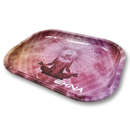 EKNA Tray Weed - Dreh Tablett - 18x14x1,6cm - Roll Tablett - Tabak Tablett - Rolling Tray Set - Tray tablett versch. Designs (Meditation) von EKNA