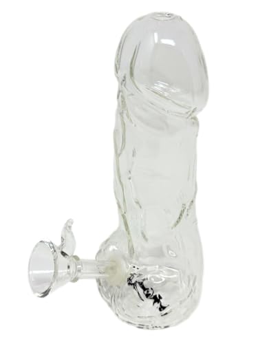 Glasbong Penis Dödel Pfeife Phallus Wasserpfeife mit Alushillum Höhe 15cm von EKNA