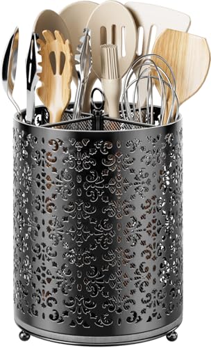 EKNITEY Instant-Dry Küchenutensilienhalter – Höher, um 360° drehbarer Besteckkorb – 4 Fächer, Utensilienregal für Spatel, Kochwerkzeug, Schwarz EKNITEY Instant-Dry Küchenutensilienhalter – Höher, um 360° drehbarer Besteckkorb – 4 Fächer, Utensilienregal für Spatel, Kochwerkzeug, Schwarz von EKNITEY