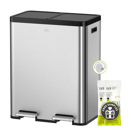 EKO Essential Recycle Step Edelstahl Küche Mülleimer 30L+30L Dual Pedal Dual Deckel von EKO