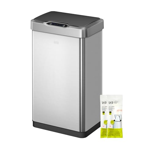 EKO Mirage-T 50L Mülleimer mit Sensor, Automatischer Abfalleimer für die Küche, Rechteckiger Bewegungssensor Mülleimer, Sanft Schließend mit Deckel, Fingerabdruckresistente, Gebürsteter Edelstahl EKO Mirage-T 50L Mülleimer mit Sensor, Automatischer Abfalleimer für die Küche, Rechteckiger Bewegungssensor Mülleimer, Sanft Schließend mit Deckel, Fingerabdruckresistente, Gebürsteter Edelstahl von EKO