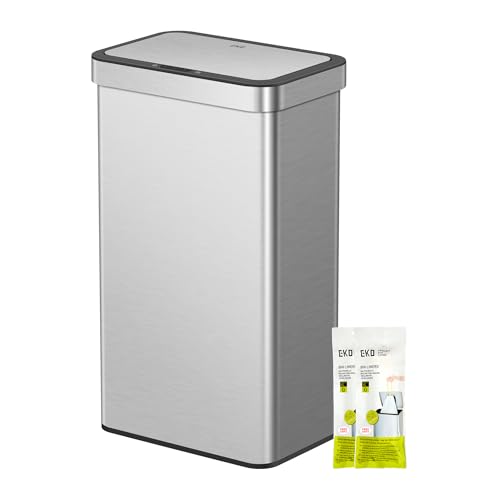 EKO NOVA 80L Mülleimer mit Sensor, Automatischer Küchenmülleimer, rechteckiger Bewegungssensor Abfalleimer, Soft Closing Deckel, Fingerabdruckresistente, elektrischer Mülleimer, mattes Edelstahl EKO NOVA 80L Mülleimer mit Sensor, Automatischer Küchenmülleimer, rechteckiger Bewegungssensor Abfalleimer, Soft Closing Deckel, Fingerabdruckresistente, elektrischer Mülleimer, mattes Edelstahl von EKO