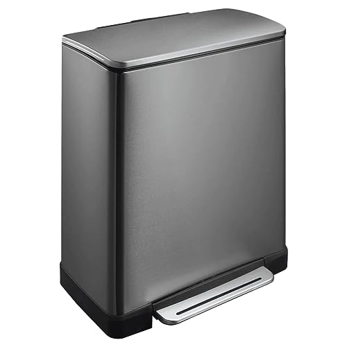 Vepa Bins 1 E-Cube Recycling-Tritt-Mülleimer 28+18 Liter, EKO, VB 926848, Schwarz Stahl HARDWARE, Unica von EKO