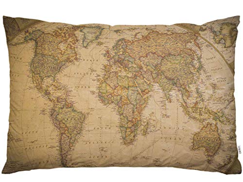 EKOBLA Kissenbezug Weltkarte Vintage Karte alte Antik Retro Farbe Rustikaler Stil nautisches Abenteuer Segeln Dekor Lendenwirbelkissen Fall Kissen für Sofa Couch Bett Standard Queen Größe 50.8x76.2 cm EKOBLA Kissenbezug Weltkarte Vintage Karte alte Antik Retro Farbe Rustikaler Stil nautisches Abenteuer Segeln Dekor Lendenwirbelkissen Fall Kissen für Sofa Couch Bett Standard Queen Größe 50.8x76.2 cm von EKOBLA