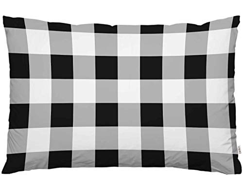 EKOBLA Überwurf Kissenbezug Buffalo Karo Plaid Retro Schwarz Weiß Klassisches Tartan Rustikales geometrisches Design Dekor Lendenwirbelkissen Fall Kissen für Sofa Couch Bett Standard Queen Größe 50,8 von EKOBLA