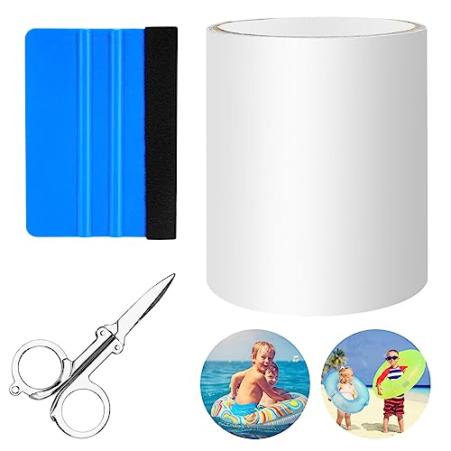 Pool Reparaturset 10cm x 150cm TPU Poolflicken Selbstklebend Unterwasser , Transparent Pool Flicken Selbstklebende Reparaturset mit Schere und Schaber für Pool Poolfolie Schwimmreifen und Wasserbett von EKOCEV