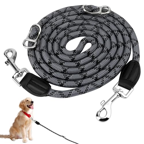 Verstellbare Hundeleine Hunde Doppelleine mit 2 Karabiner 2 Rings Reflektierend, 2.6m Multifunktionale Hundeleine für Große Hunde und Mittelgroße Hunde von EKOCEV