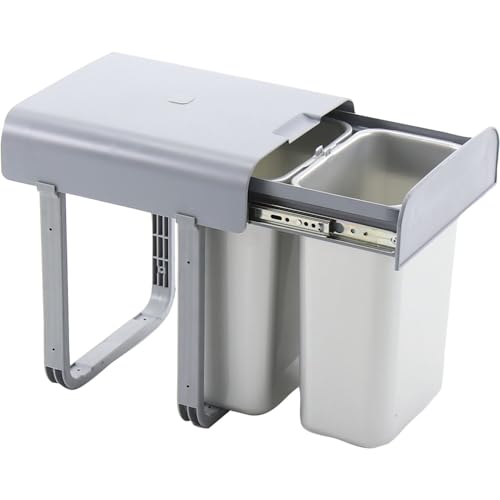 Ekotech Abfallsammler Aladin 2x 8 Liter ausziehbar ab 40cm Schrankbreite, Grau von EKOTECH