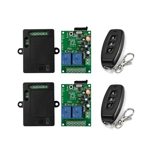 433 Mhz Drahtlose Fernbedienung AC220V 2CH Universal Rf Relais Empfänger Und Sender for Garage Tür Und Tor Motor Steuerung Komfortable Türöffnung(2RC 2T) von EKOUQIN