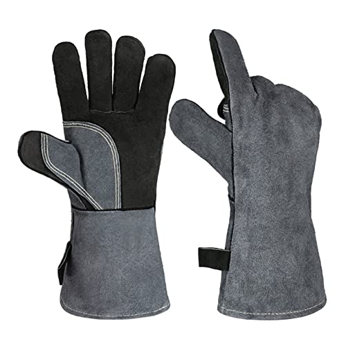 500 hitzebeständige Arbeitenschweißhandschuhe Leder -Schmiedeschweißhandschuh 4 4 0cm Mit Langarmarbeitsschweißhandschuhen Hitzebeständig und flammhemmend von EKOUQIN