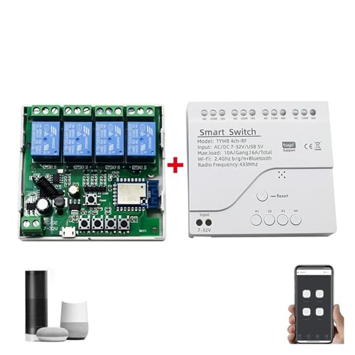 Garagentoröffner-Controller Smart Switch On Off Relaismodul Tor öffnen Sprachsteuerung Komfortable Türöffnung(4CH 7-32V CASE) von EKOUQIN