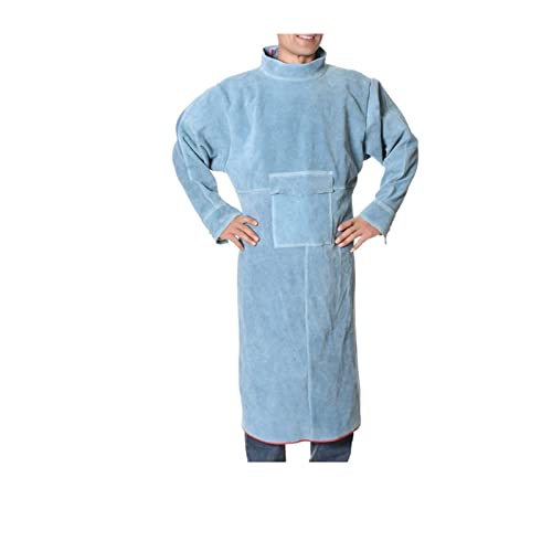 Schweißjacke Lederschürze langes Mantelschutzbekleidung Anzug Hochleistungsarbeit Anti-Scald Flame Resistant Mantel Hitzebeständig und flammhemmend(Blue,XX-Large) von EKOUQIN