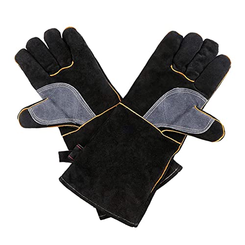 Splitte Leder feuerfeste hitzebeständige Handschuhe for Schweißen des Kochenschweißer -Schutzhandschuhe for Schweißen Hitzebeständig und flammhemmend von EKOUQIN