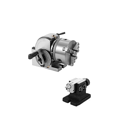 Teilkopf Präzisions-Halbuniversal BS0 BS1 4" 5" 6" Indexierkopf mit Reitstock und Spannfutter for Bohren, Fräsen, Schleifen Einfach und bequem zu bedienen(With 5In 3-Jaw Chuck) von EKOUQIN