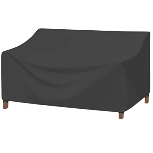 EKQSGLC Gartensofa Abdeckung Wasserdicht, 600D Schutzhülle Gartensofa mit Lüftungsschlitzen, Outdoor Sofa Abdeckung, Abdeckplane Gartensofa Schutz vor Wind UV schützende-Schwarz (213 * 94 * 60/89cm) von EKQSGLC