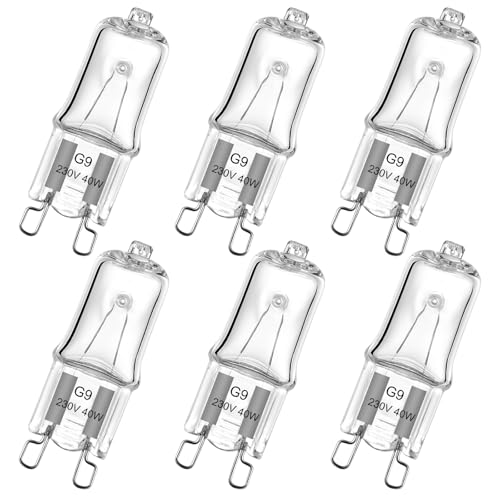 EKSAVE Backofenlampe G9 Halogenlampe 25W 230V Oven Lampe Für Backofen- und Mikrowellenanwendungen 300 Grad C Hitzebeständige Glühbirnen 6 Stück von EKSAVE