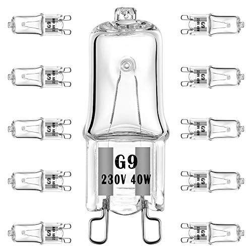 EKSAVE Halogenlampe G9 40W 230V Ersatzlampe, 2-poliger Sockel, variable Festigkeit, warmweiß (10-Pack) von EKSAVE