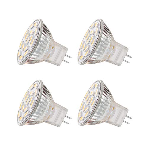 EKSAVE MR11 GU4.0 4W LED Glühbirnen, Äquivalent zu 25-35W Halogenlampen, GU4.0 Base AC/DC 12V, 350LM, 120° Flutlichtstrahl, Einbauleuchten, Schienenbeleuchtung 3000K, 4 Stück von EKSAVE