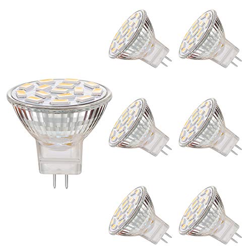 EKSAVE MR11 GU4.0 4W LED Glühbirnen, Äquivalent zu 25-35W Halogenlampen, GU4.0 Base AC/DC 12V, 350LM, 120° Flutlichtstrahl, Einbauleuchten, Schienenbeleuchtung 3000K, 6 Stück von EKSAVE