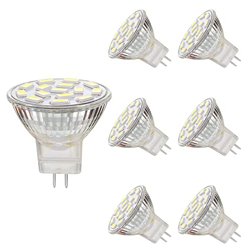 EKSAVE MR11 GU4.0 4W LED Glühbirnen, Äquivalent zu 25-35W Halogenlampen, GU4.0 Base AC/DC 12V, 350LM, 120° Flutlichtstrahl, Einbauleuchten, Schienenbeleuchtung 6000K, 6 Stück von EKSAVE