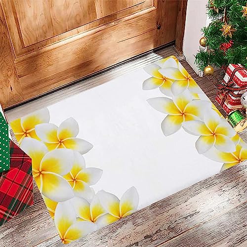 Badezimmerteppich 60x100 cm,Badematte rutschfest,Weicher Badvorleger,Hawaiianische Frangipani-Blüte Exotische Natur Garten Plumeria ,Mikrofaser Absorbent Badteppich für Badewanne,Dusche und Badezimmer von EKSED