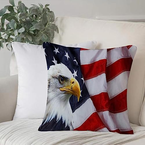 Dekorativ Kissenbezüge 50x50 cm,Amerikanische Flagge USA-Weißkopfseeadler-Sternenbanner ke,Kissenbezug Weicher Polyester Kissenhülle Set Kissen Fall für Sofa Auto Schlafzimmer Zuhause Zierkissenbezüge von EKSED