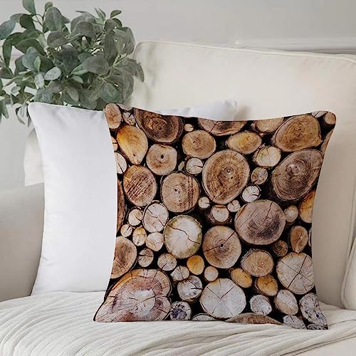 Dekorativ Kissenbezüge 50x50 cm,Rustikale Holzscheite Hintergrund Kreisförmige Eiche Leben,Kissenbezug Weicher Polyester Kissenhülle Set Kissen Fall für Sofa Auto Schlafzimmer Zuhause Zierkissenbezüge von EKSED