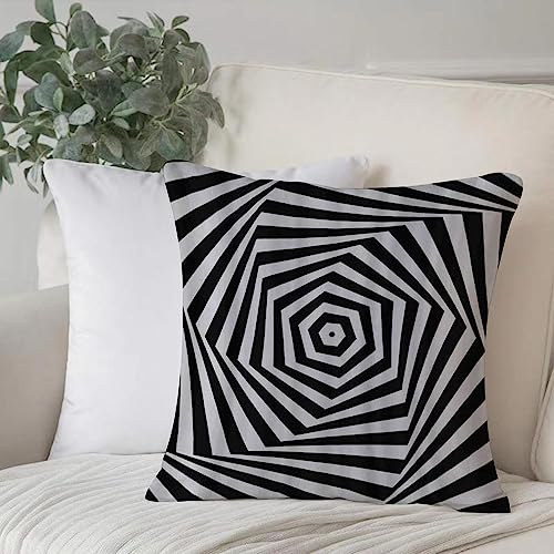 Dekorativ Kissenbezüge 50x50 cm,Schwarz-Weiß-Wirbel Hexagonal Twist Abstract Stripes,,Kissenbezug Weicher Polyester Kissenhülle Set Kissen Fall für Sofa Auto Schlafzimmer Zuhause Zierkissenbezüge von EKSED