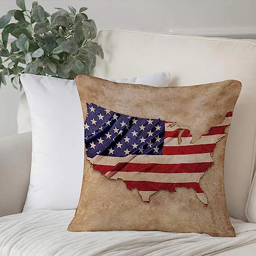 Dekorativ Kissenbezüge 50x50 cm,USA-Flagge Amerikanische Flagge in Form der Karte der Vere,Kissenbezug Weicher Polyester Kissenhülle Set Kissen Fall für Sofa Auto Schlafzimmer Zuhause Zierkissenbezüge von EKSED