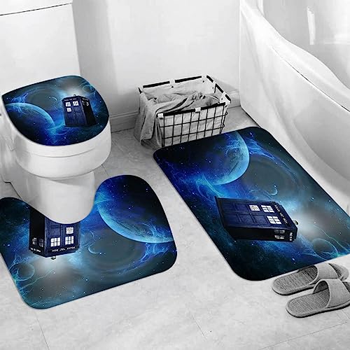 EKSED Badteppich 3 Stück Weiche saugfähige Badematten,Doctor Who Thema Film Space Kunstdruck,rutschfeste Badematte Teppiche & Toilettendeckelabdeckung Set Waschbar von EKSED