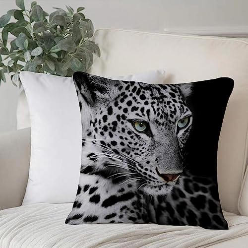 EKSED Dekorativ Kissenbezüge 50x50 cm,Schwarz-Weiß-Leopard,Kissenbezug Weicher Polyester Kissenhülle Set Kissen Fall für Sofa Auto Schlafzimmer Zuhause Zierkissenbezüge von EKSED