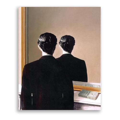 Surrealismus bilder.Kunstdruck auf leinwand.Abstrakte kunst bilder.Reproduktion berühmter gemälde.La Reproduction interdite Moderne abstrakte wohnzimmer leinwandbilder. 80x96cm(31x38in) Rahmenlos von EKSED