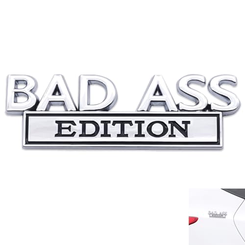 Auto Bad Ass Edition Emblem, Selbstklebende Auto-Emblem-Autoaufkleber, Geeignet Autoinnen Außendekoration oder Metall Autoaufkleber(Silber-Schwarz) von EKSMA