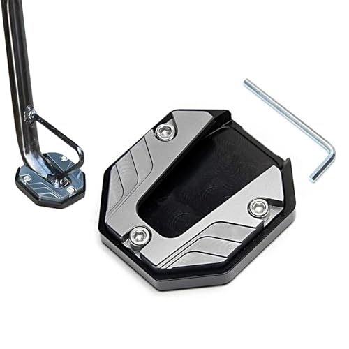 EKSMA Motorrad Zubehör Motorrad Ständer Fuß Seitenverlängerung Pad Universal, Unterstützung Stützplatte Vergrößern Ständer Seite Stehen Vergrößern Ständer Verlängerung Pad (Silber) von EKSMA