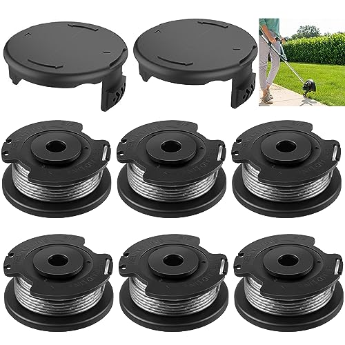 Mähspule, 6 Stück Φ1,65 mm 4,9 m F016800569 Ersatzspule aus Nylon + F016F05320 Spulenabdeckung, Nylonfäden Ersatz Spule für Trimmer Rasentrimmer (6 Fadenspulen, 2 Trimmerabdeckung) von EKSMA