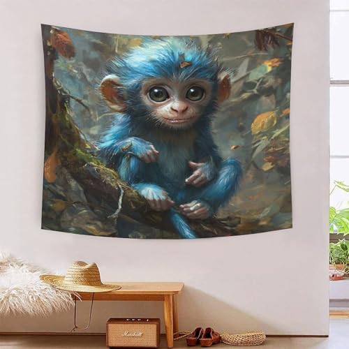 EKZLQJWPN 3D Druck Affe Wandteppiche Poster Ornament Wandbehang Wandteppich Raumteiler Vorhang Für Wohnzimmer Schlafzimmer Tapisserie 180cmx230cm von EKZLQJWPN